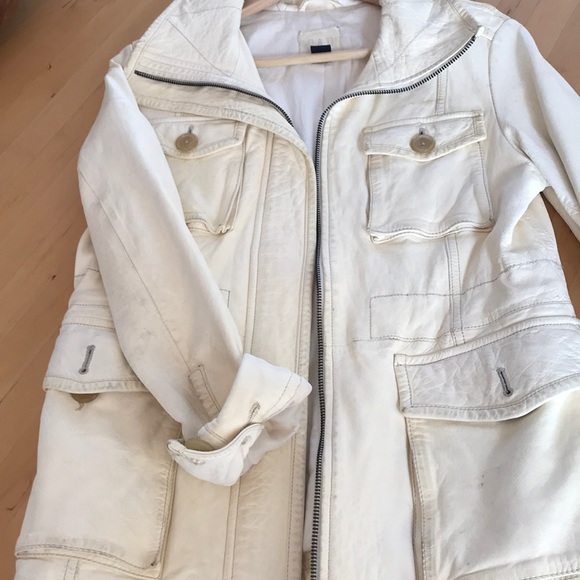 GAP Jackets & Blazers - Leather off white military inspired jacket
